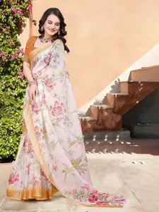 Anouk Floral Print Zari Saree