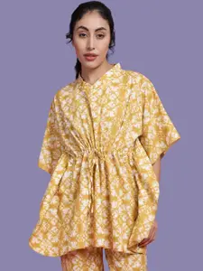 Kryptic Floral Printed Relaxed-Fit Kaftan Lounge Tshirts