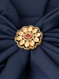 PANASH Gold-Plated Kundan-Studded Adjustable Finger Ring