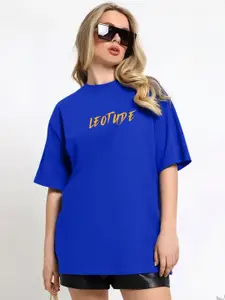 Leotude Women Graphic Printed Round Neck Cotton Oversized T-shirt