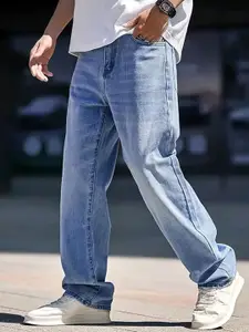 R.Code by The Roadster Life Co. Men Baggy Mid Rise Light Fade Stretchable Jeans