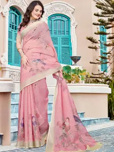 Anouk Floral Linen Blend Designer Saree