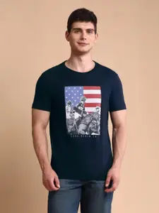 U.S. Polo Assn. Denim Co. Men Graphic Printed Pure Cotton Muscle Fit T-Shirt