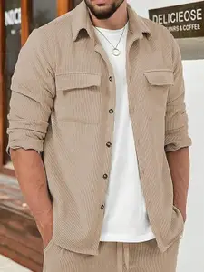 R.Code by The Roadster Life Co. Men Solid Pinstripes Casual Shirt