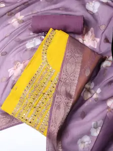 Meena Bazaar Floral Embroidered Sequinned Unstitched Dress Material