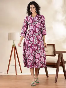 Anouk Women Floral Print Fit & Flare Midi Dress