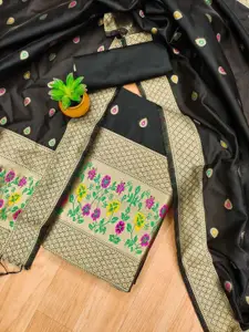 Panzora Ethnic Motifs Woven Design Zari Banarasi Silk Unstitched Dress Material