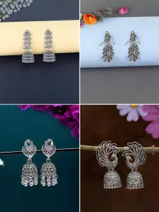 PRIVIU Peacock Shaped Jhumkas Earrings