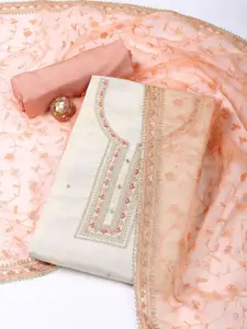 Meena Bazaar Floral Embroidered Thread Work Unstitched Dress Material