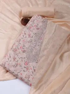 Meena Bazaar Floral Printed Sequinned Linen Unstitched Dress Material