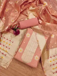 Panzora Ethnic Motifs Woven Design Zari Work Organza Unstitched Dress Material