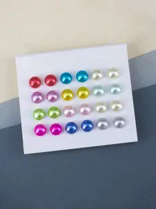 PRIVIU Set of 12 Faux-Pearls Circular Studs