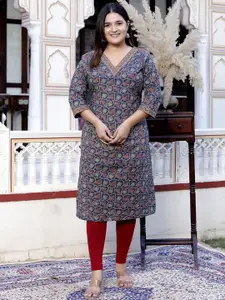 Jevi Prints Women Ethnic Motifs Printed Indie Prints Cotton Kurta