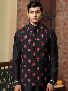 PATR Katan Embroidered Bundi Woven Nehru Jacket