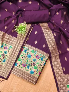 Panzora Ethnic Motifs Woven Design Zari Banarasi Silk Unstitched Dress Material