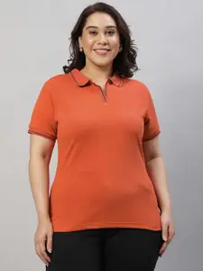 Wear Your Opinion Women Plus Size Polo Collar Neck Tipped T-shirt