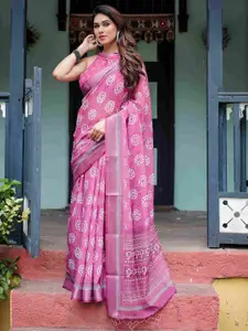 SGF11 Floral Printed Pure Linen Saree