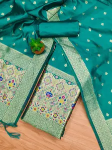 Panzora Ethnic Motifs Woven Design Zari Unstitched Dress Material