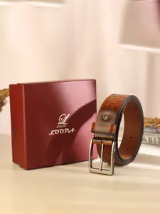 LOOPA Men Textured Leather Formal Belt