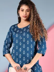 V-Mart Floral Printed Round Neck Straight Kurta