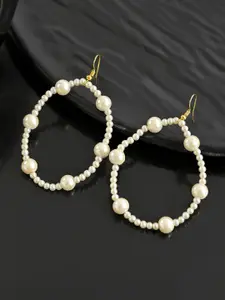 Silvermerc Designs Gold-Plated Pearls Beaded Circular Drop Earrings
