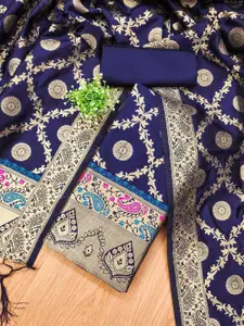 Panzora Ethnic Motifs Woven Design Zari Unstitched Dress Material