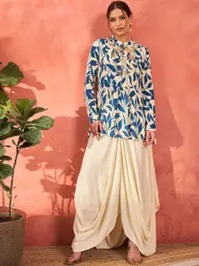Shae by SASSAFRAS Women Floral Printed Kurta with Dhoti Skirt