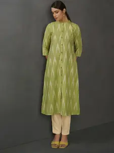 Anouk Women Mandarin Collar Abstract printed Cotton Ikat Kurta