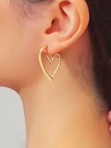 SUBHAGALANKAR Gold-Plated Heart Shaped Hoop Earrings