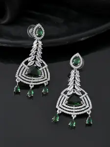 Silvermerc Designs Silver Plated American Diamond Shaped Drop Earrings