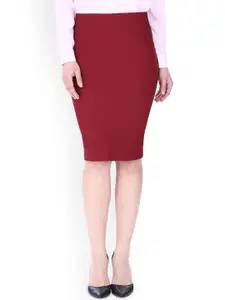 Moda Rapido High Waist Straight Knee Length Skirt