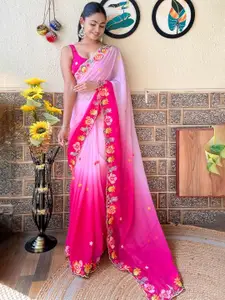 SGF11 Embroidered Pure Georgette Handloom Saree