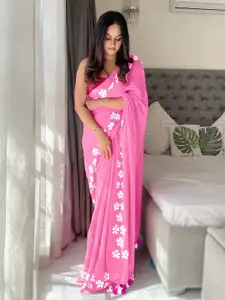 Anouk Floral Printed Pure Cotton Saree With Unstitched Blouse Piece