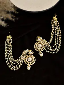 Silvermerc Designs Gold-Plated Circular Pearls Drop Earrings