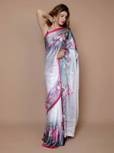 Anouk Floral Printed Satin Saree
