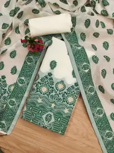 Panzora Ethnic Motifs Woven Design Zari Unstitched Dress Material