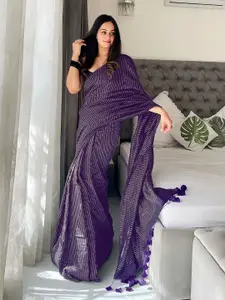 Anouk Striped Pure Cotton Designer Khadi Saree