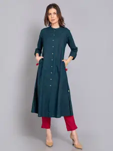 SUTI Mandarin Collar Pure Cotton A-Line Kurta