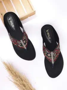 V-WALK Women Slip-On Woven Design Open Toe Flats