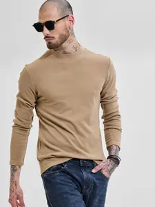 Snitch Men Beige Solid Sweaters