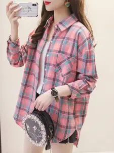 DressBerry Checked Shirt Collar Slim Fit Casual Shirt