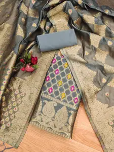 Panzora Ethnic Motifs Woven Design Zari Chanderi Silk Unstitched Dress Material