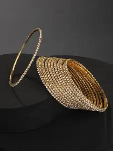 T4 JEWELS Set Of 12 Gold-Plated Stone Studded Bangles