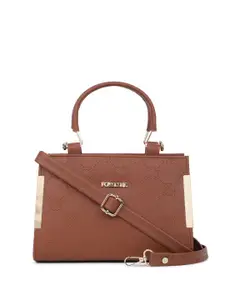 FOMMIL Textured Structured Satchel With Cut Work