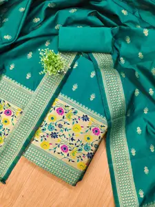 Panzora Ethnic Motifs Woven Design Zari Banarasi Silk Unstitched Dress Material