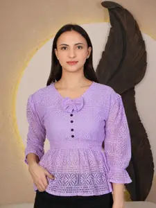 69 FASHION STREET Women Purple Lace Empire Top