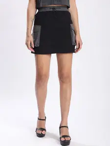 The Roadster Lifestyle Co Colourblocked A-Line Cargo Mini Skirt