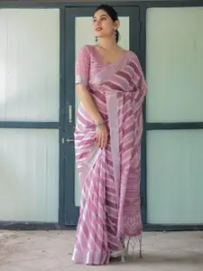 SGF11 Leheriya Printed Zari Pure Linen Saree