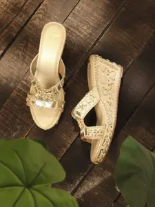 V-WALK Women Embellished Ethnic Platform Sandals