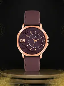 Shocknshop Men Brass Dial & Leather Straps Analogue Watch MT41